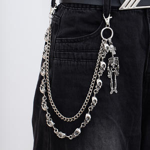 Dark Punk Style <span class=keywords><strong>Skull</strong></span> Cintura Cadena Hombres Jeans Pantalones Cadena Personalidad Street Hip-hop Accesorios - Product Image 4