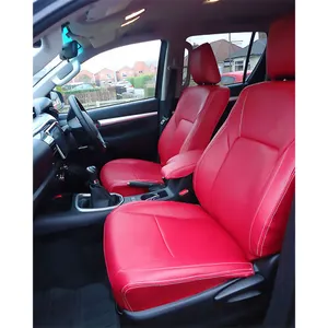 غطاء مقعد السيارة, طقم كامل أصلي من الجلد من جميع الفصول غطاء مقعد السيارة المخصص لـ 2015 + Toyota Hilux ملحقات السيارة الديكور الداخلي