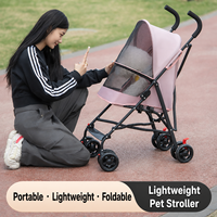 Poussette légère pour animaux de compagnie 360 °   Roues pivotantes à double frein 180 °   Poussette pliable pour chien et chat avec fenêtre panoramique en maille OEM