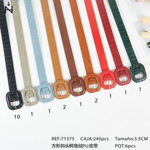 Cintura in Pelle PU con Fibbia Quadrata e Motivo Coccodrillo 3,5 CM, Cinture alla Moda - Product Image 2