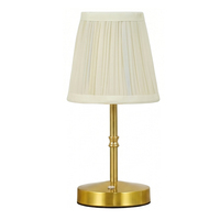 Lámpara de Escritorio LED Dorada Vintage con Pantalla de Tela Plegada, Lámpara de Mesa Recargable para Dormitorio, Mesita de Noche, Sala de Estudio, Decoración del Hogar