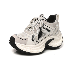 Baskets compensées à semelle épaisse pour femmes, collection Printemps-Automne 2026, best-seller, violettes, à lacets, chaussures de marche respirantes, légères et décontractées - Product Image 3