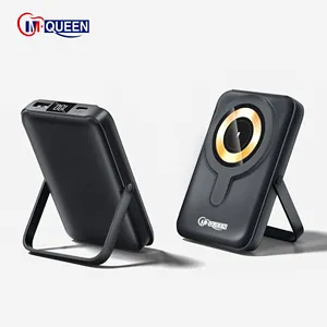 Carregador sem fio portátil de carregamento rápido de bateria externa de 22.5 W, carregador de energia portátil 10000mAh, mini banco de potência magnético com suporte