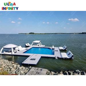 Moq 1 Uds <span class=keywords><strong>lago</strong></span> inflable comercial cabañas flotantes plataforma de muelle flotante con tienda Aqua Party Bana para la venta - Product Image 2