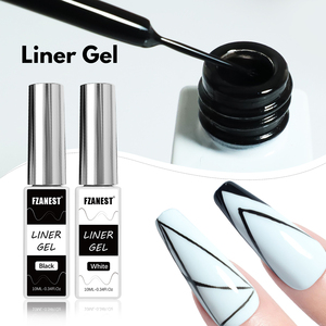 FZANEST Super Black White Liner Gel Nail Art Painting LED Lámpara Fuente Manicura francesa Wave Swirls Cepillo fino <span class=keywords><strong>Euphoria</strong></span> Barniz - Product Image 2