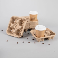 Porte-gobelet en papier recyclable 4 fibres de pulpe Porte-gobelet en papier biodégradable Plateau commercial pour café Boba Shop Takeaway