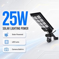 Farola Solar para Exteriores con 4 Cámaras de Vigilancia Integradas, Lámpara de Seguridad Solar con Control Inteligente para Uso Residencial y Agrícola