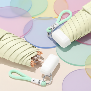 Sombrilla de Sol y Lluvia Plegable de 5 Pliegues y <span class=keywords><strong>6</strong></span> Varillas con Marco de Acero Dorado y Recubrimiento de Color Caramelo, Personalizada de Fábrica, para Mujer, Ideal para Viajes, Uso Diario y Regalo - Product Image 2