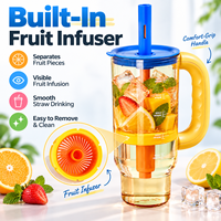 40oz Plastic Tumbler met ingebouwde fruitinfuser, handvat & rietje, aangepaste logo, 1180ml drinkbeker voor groothandel