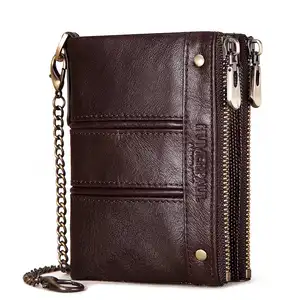 HUMERPAUL New Design pocket brand wallet for men RFID Blocking Chain card holder Designer purse vintage leather wallet