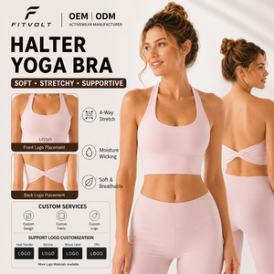 FITVOLT Reggiseno Sportivo da Donna Personalizzato con Tessuto ad Asciugatura Rapida, Senza Ferretto, Alta Elasticità, Traspirante, con Supporto Elevato e Design Halter Senza Schienale - Product Image 1