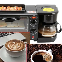 Ventes chaudes Machine à petit-déjeuner 3 en 1 Machine à café et à pain à domicile Mini four Plastique et acier inoxydable Capacité de 4,5 L