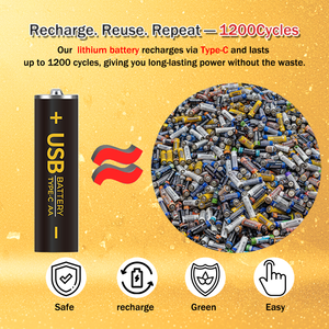 Batteria Ricaricabile Victpower AAA 1.5V 550mAh Tipo-C USB, Cella al <span class=keywords><strong>Litio</strong></span> Cilindrica Li-ion Certificata CE/FCC per Telecomandi - Product Image 3