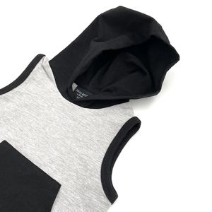 Poco Ragazzi di estate Casuale Abiti Serbatoio Nero libero di trasporto Con Cappuccio Con Coulisse Bicchierini Dei Capretti 2pcs set - Product Image 2