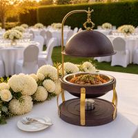GOLDEN KEY Réchaud de buffet en acier inoxydable, finition grain de bois, marbre blanc, argent, noir, chauffe-plats commercial, compatible avec le chauffage au combustible, pour mariage