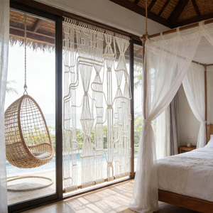 <span class=keywords><strong>Paravent</strong></span> en <span class=keywords><strong>macramé</strong></span> blanc, séparateur géométrique en <span class=keywords><strong>macramé</strong></span> pour les espaces ouverts minimalistes - Product Image 4