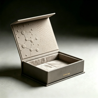 Boîte à bijoux de luxe rigide à fermeture magnétique avec estampage à chaud, motif personnalisé, insert en velours, emballage cadeau