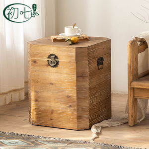 Vintage Distressed Wooden Storage Box Square Shape Coffee Table Decorative Storage For Living Room Home Decor - Product Image 3