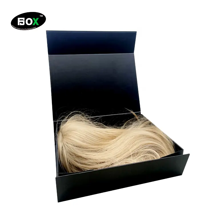 Caixa de embalagem para peruca artesanal personalizada multicolorida, caixa retangular rígida reciclável, caixa de papelão com fecho magnético