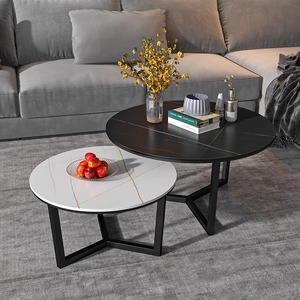 โต๊ะกาแฟหินอ่อนสีดำขนาดเล็กหรูหราดีไซน์คลาสสิกเฟอร์นิเจอร์ห้องนั่งเล่นอเนกประสงค์ - Product Image 2