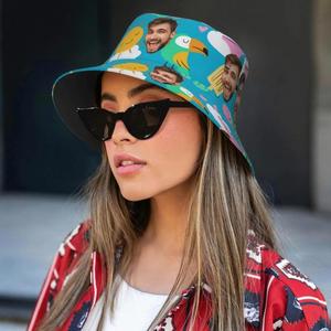 Gorra de Pescador Personalizable de una Pieza, Divertida Gorra de Playa para Hombres y Mujeres, Diseño de Foto Personalizado en un Sombrero de Pescador con Patrón de Dibujos Animados - Product Image 4