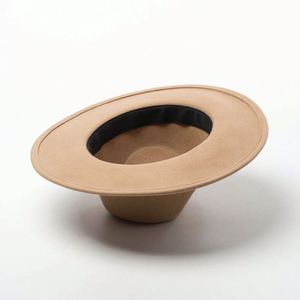 หมวกเฟโดราปีกแบน 8 ซม. แบบสั่งทำพิเศษ ผ้าขนสัตว์สีพื้น สำหรับผู้หญิงและผู้ชาย ลายทาง แฟชั่นฤดูใบไม้ร่วง ฤดูหนาว เหมาะสำหรับงานปาร์ตี้ - Product Image 3