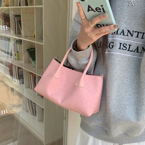 Bolso Tipo Cubo para Mujer, Diseño Tejido Rosa, Cierre Magnético, Uso Diario, Primavera 2025 - Product Image 1