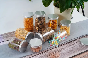 Conteneur de stockage hermétique en PET transparent vide en vrac, 100ml, 200ml, 300ml, 400ml, 500ml, avec logo personnalisé, pour noix, snacks et aliments pour animaux - Product Image 6