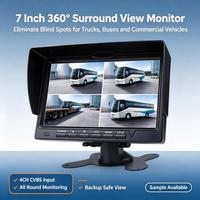 Système de surveillance de camion 7 pouces 4 canaux AHD avec vision nocturne IR, kit de caméra étanche IP67 DC12-24V pour remorque, bus, camping-car, véhicule utilitaire lourd