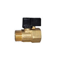 Robinet à boisseau sphérique miniature en bronze d'usine 3/8" 1/2" BSP, filetage mâle/femelle, poignée noire, pour eau, gaz, air, ODM, média huile