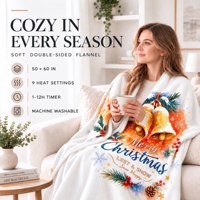 Couverture en flanelle polaire super douce et chaude pour Noël, motif Père Noël, idéale pour lit, canapé, décoration intérieure, vente en gros OEM, personnalisable