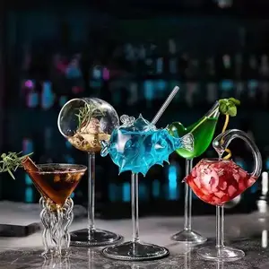 Üretici temizle viski yaratıcı Martini Bar şarap bardakları benzersiz kuğu globefish denizanası kuş eğimli şekilli kokteyl cam