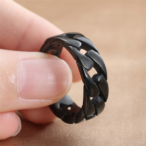 <b>Titanium</b> Steel <b>Chain</b> Ring Men's Punk Style Hollow Geometric Fashion Jewelry Gift Silver Black Gold 24065 - Product Image 3