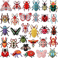 Patch thermocollant brodé motif papillon de dessin animé, insecte, musée pour la décoration de manteaux, chapeaux et tissus