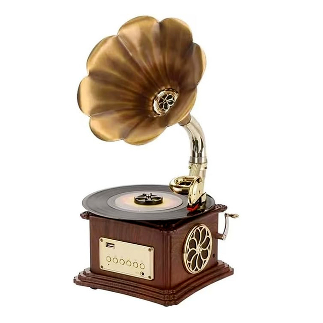 V-ding VD-364 Factory Customization Portable Vintage Gramophone Retro Style Subwoofer Speaker Bluetooth Record Player for Hotel