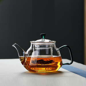 Tetera de vidrio transparente redonda con tapa con filtro para el juego de preparación de té Gongfu - Product Image 1