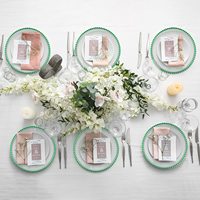 Plateaux de Présentation Ronds en Plastique Acrylique Transparent Perlés de 33 cm pour Mariages et Événements – Assiettes Décoratives pour Dressage de Table