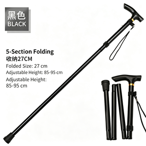 Bastón Plegable Ajustable de 3 Secciones de Aleación de Aluminio con Bloqueo Giratorio y Punta de Goma para Caminar al Aire Libre - Product Image 4