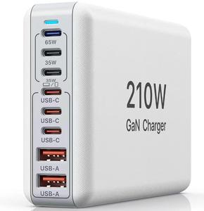 8 पोर्ट 210w धातु आवरण मल्टी यूएसबी चार्जर हब 2 यूएसबी + 6 सी चार्जिंग स्टेशन डॉक यूनिवर्सल मोबाइल फोन डेस्कटॉप चार्जर - Product Image 4