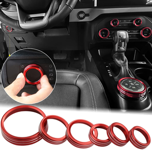 2021-2025 cho Ford Bronco nội thất phụ kiện AC Knob Bìa khối lượng Temp nút điều khiển vòng TRIM-<span class=keywords><strong>Red</strong></span> 6 cái giao diện điều khiển chuyển đổi - Product Image 5