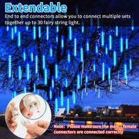 Guirlandes solaires LED effet pluie de météores pour Noël, fêtes, décoration intérieure et extérieure IP65