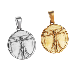 Collier pendentif vintage en acier inoxydable avec portrait en relief du Centurion Vitruvien - Product Image 2