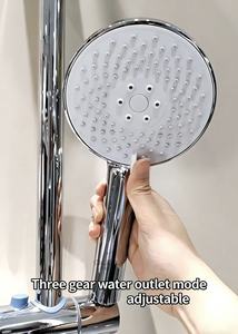 Ensemble de douche mural chromé moderne de luxe avec barre coulissante, 3 fonctions : pluie/arrêt/jet doux et jets de massage corporel - Product Image 2