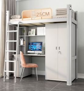Sinh viên giá rẻ ký túc xá phòng ngủ đồ nội thất căn hộ sử dụng sắt Loft giường với cầu thang máy tính bàn và tủ quần áo tủ quần áo với kệ sách - Product Image 3