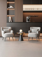 Ensemble de mobilier de restaurant pour salon de thé intérieur : Fauteuil individuel moderne en tissu, petite table d'appoint de luxe, sièges de salon commerciaux