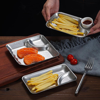 Assiette rectangulaire classique en acier inoxydable, qualité alimentaire, compatible lave-vaisselle, sans BPA, compatible micro-ondes, design personnalisable, pour les fêtes
