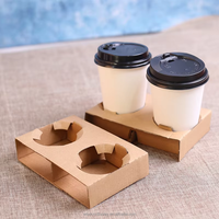 Boîte porte-gobelets personnalisable en carton ondulé marron et blanc, avec poignée, recyclable, épaissie, pour emballage à emporter de café