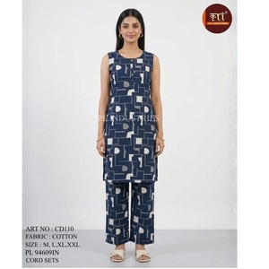 Women's Co-Ord Set Fashionable Cord Set <b>Top</b> Trousers for Office Party Wedding Casual Wear Quick Dry Cotton Modern <b>Indian</b> - Product Image 1