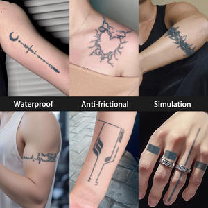 Mezza manica temporanea tatuaggio linea geometrica fascia da braccio Semi permanente tatuaggio impermeabile per 2 settimane tatuaggio a base di erbe per il braccio - Product Image 4