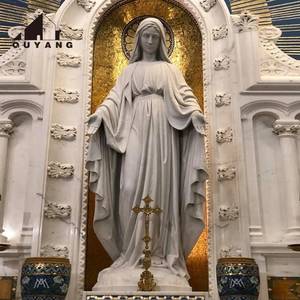 Escultura Religiosa Tallada a Mano para Jardín de Iglesia QUYANG, Estatua de la Sagrada Familia en Mármol Blanco - Product Image 5